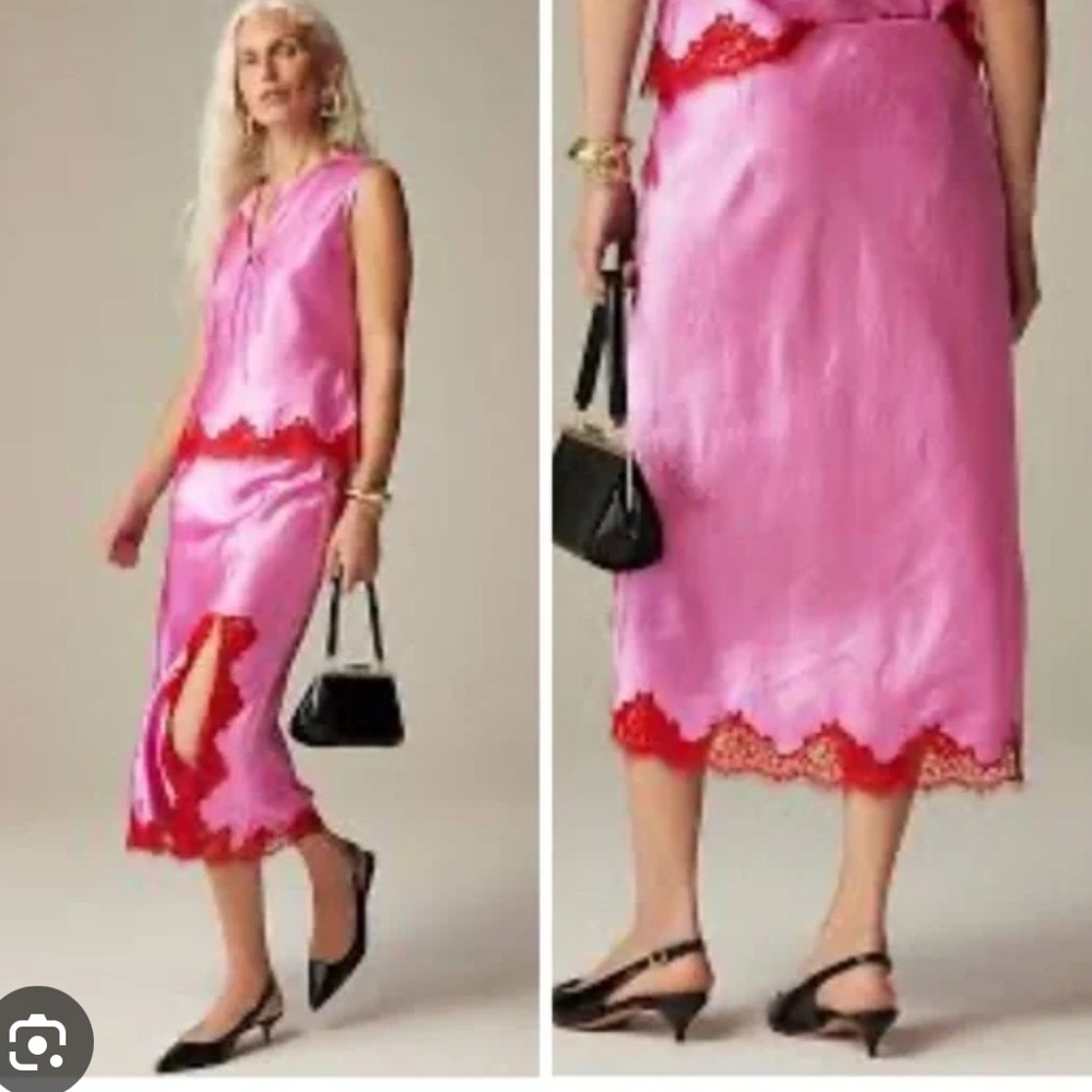 ISO!!!! J. Crew Gwenyth Pink and Red Lace Trim Skirt 2024